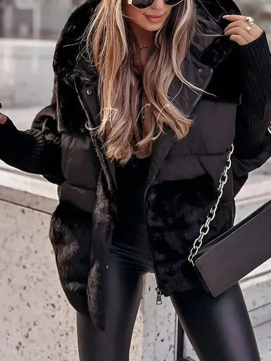 Vespera Faux-Fur Panel Insulated Winter Puffer Jacket