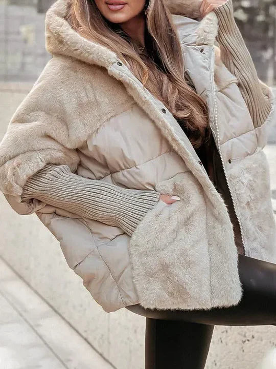 Vespera Faux-Fur Panel Insulated Winter Puffer Jacket