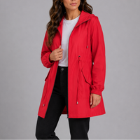 Vespera Hooded Drawstring Lightweight Rain Parka