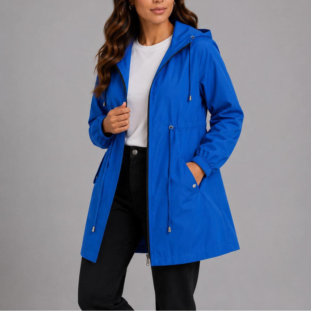 Vespera Hooded Drawstring Lightweight Rain Parka