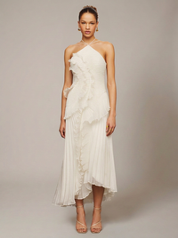 Vespera Ruffle Detail Formal Maxi Dress