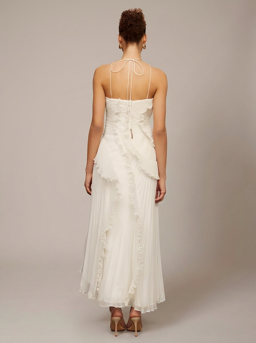 Vespera Ruffle Detail Formal Maxi Dress