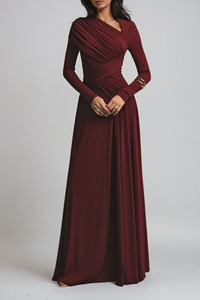 Victoria Asymmetric Ruched Evening Maxi Dress