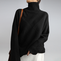 Victoria Textured Geometric Turtleneck Knit Sweater