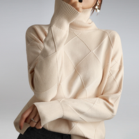 Victoria Textured Geometric Turtleneck Knit Sweater