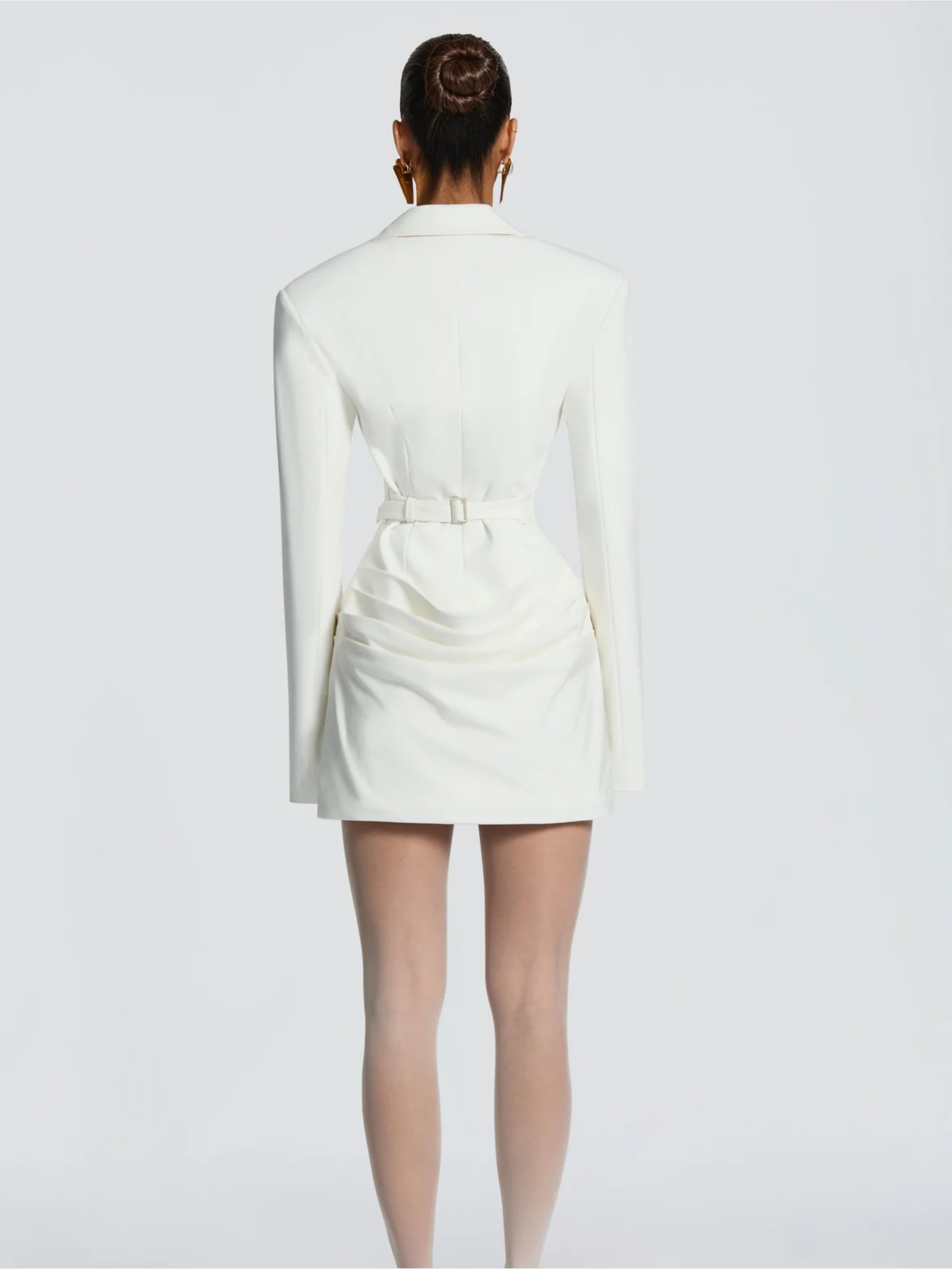 Viviana Draped Waist Deep-V Blazer Mini Dress
