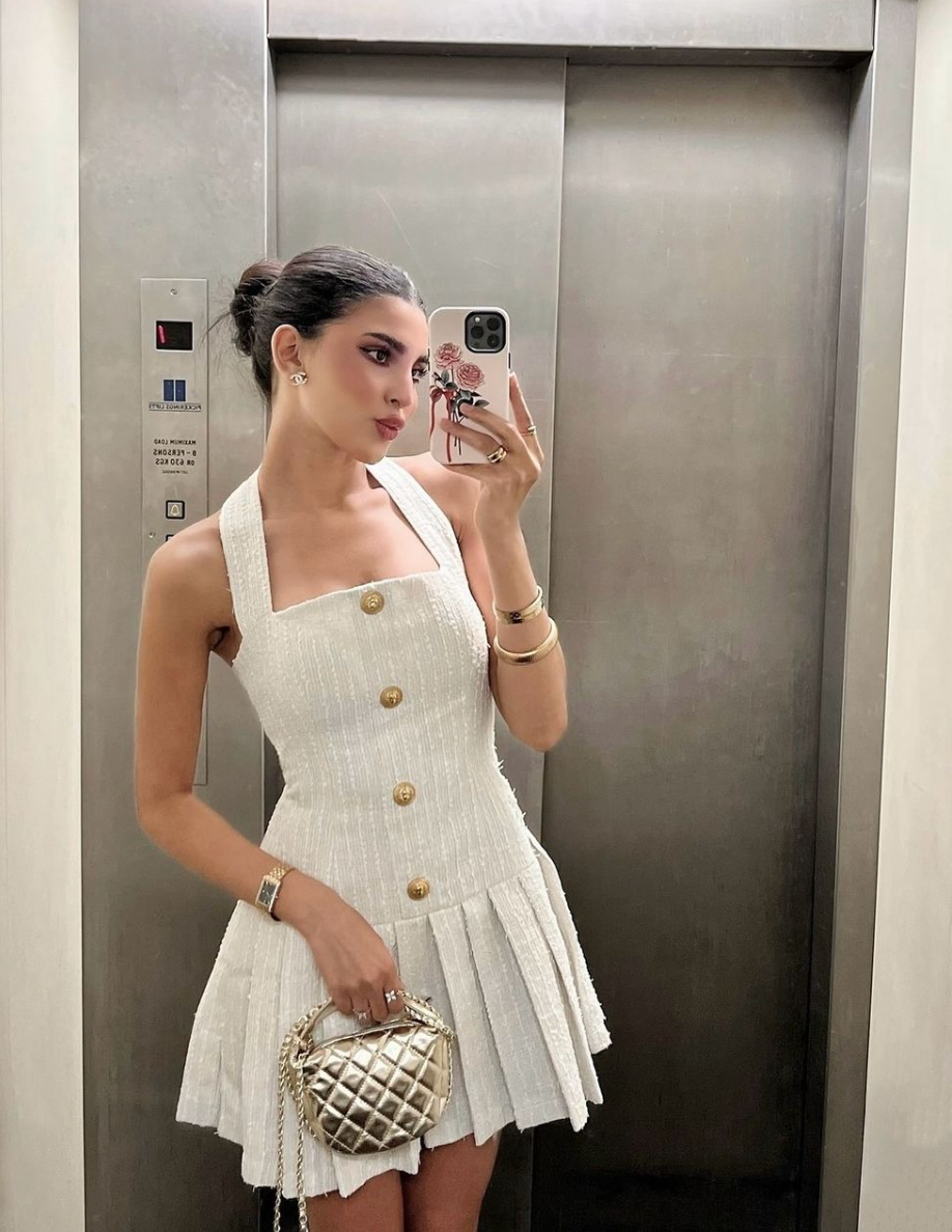 Vivienne Chic Halter Pleated Mini Dress