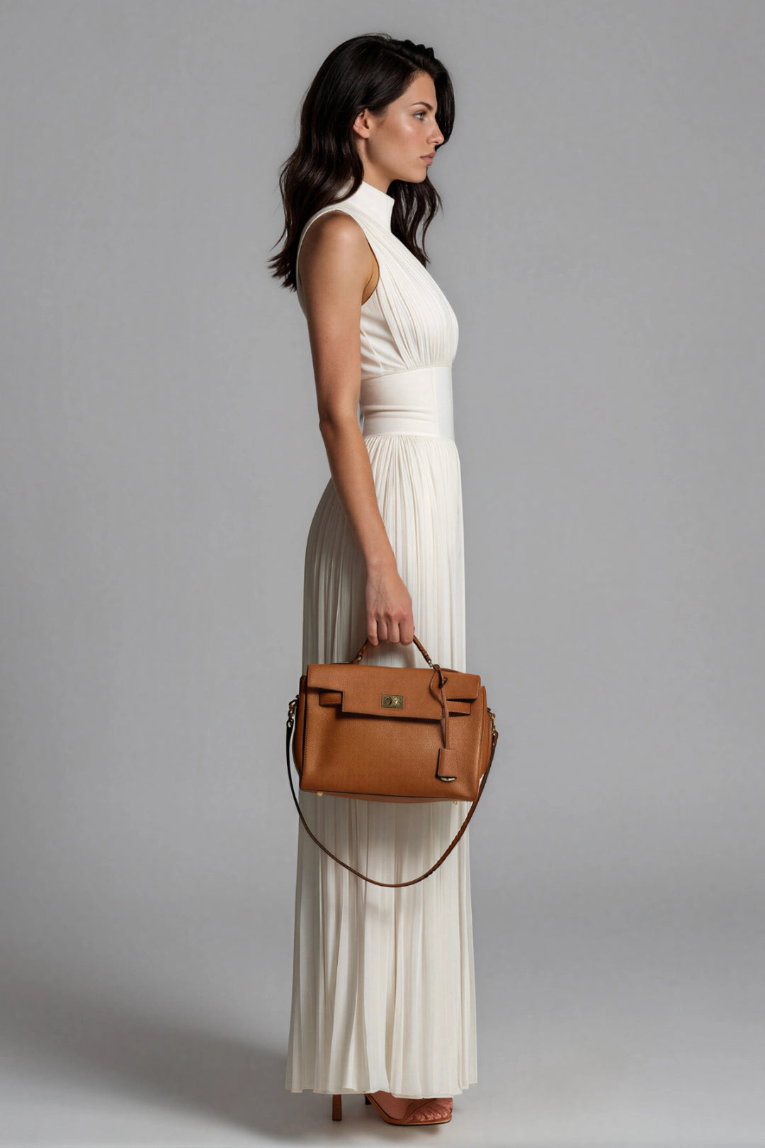 Vivienne Pleated Zip-Front Wide-Leg Jumpsuit