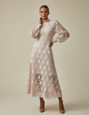 Evelisse Elegant Lace Midi Dress