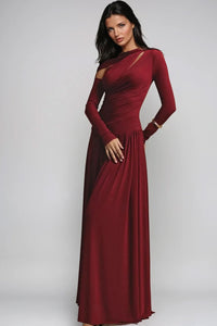 Zarela Asymmetric Cut Out Ruched Maxi Dress