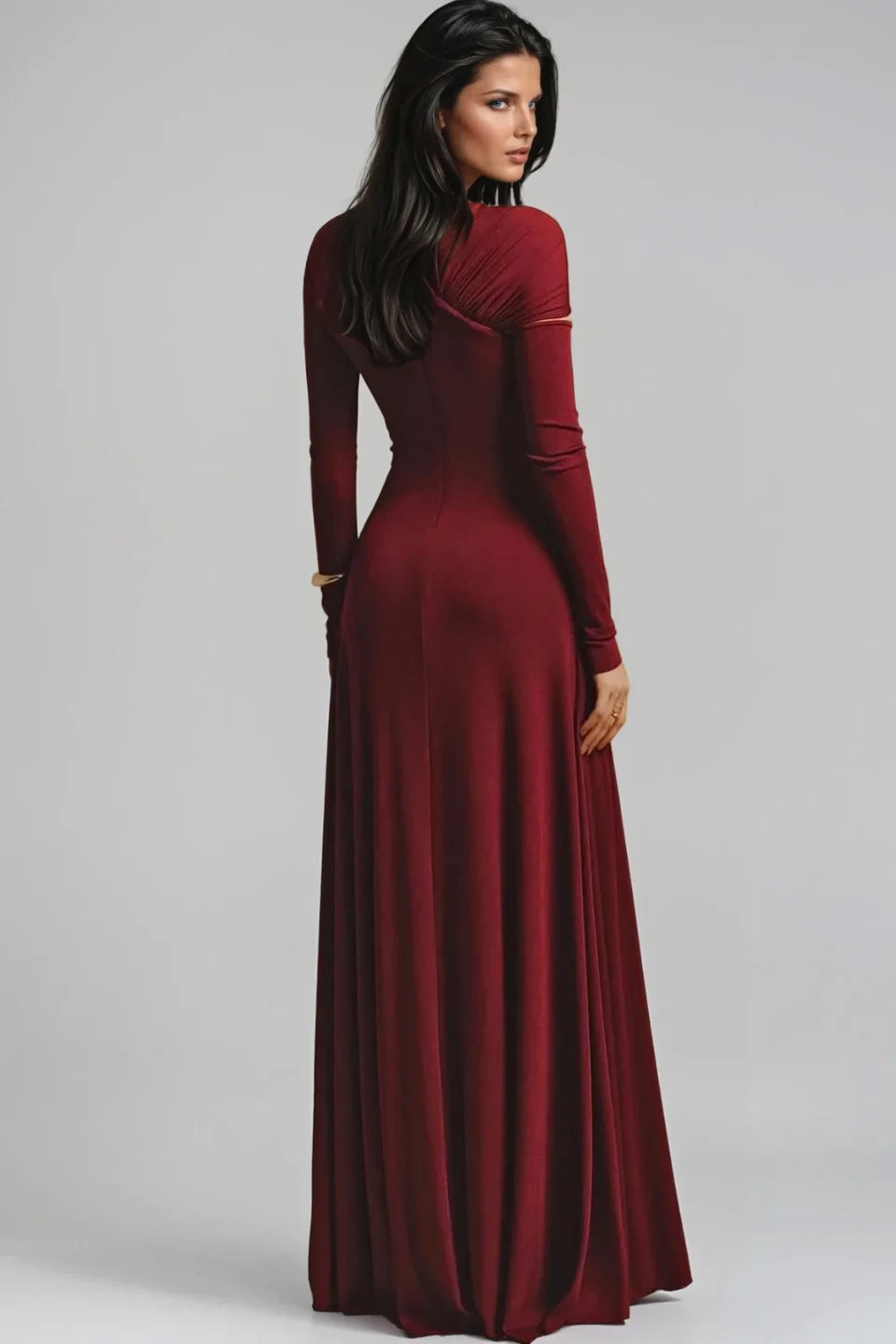 Zarela Asymmetric Cut Out Ruched Maxi Dress