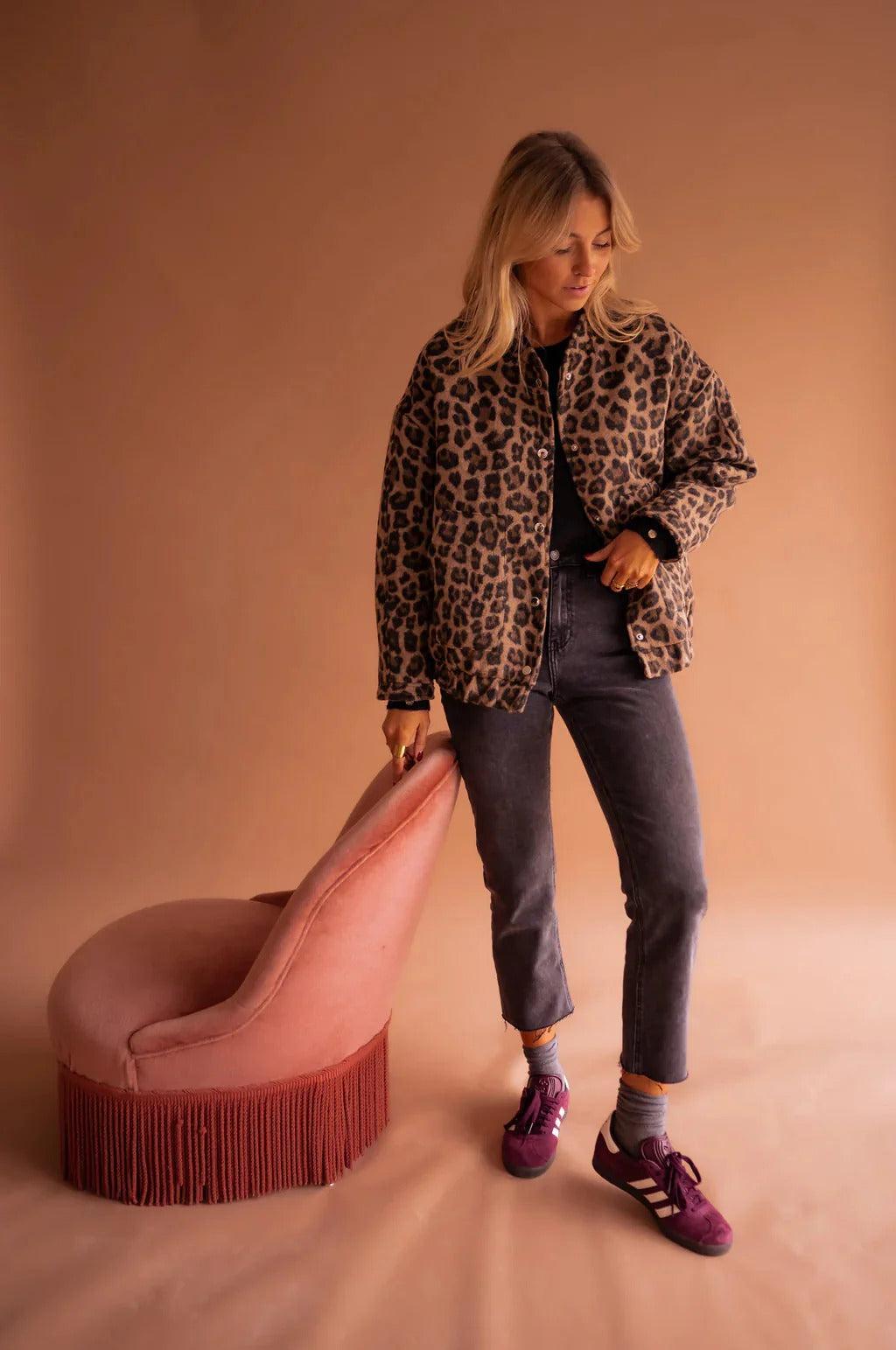 Zora Leopard-Print Wool-Blend Bomber Jacket