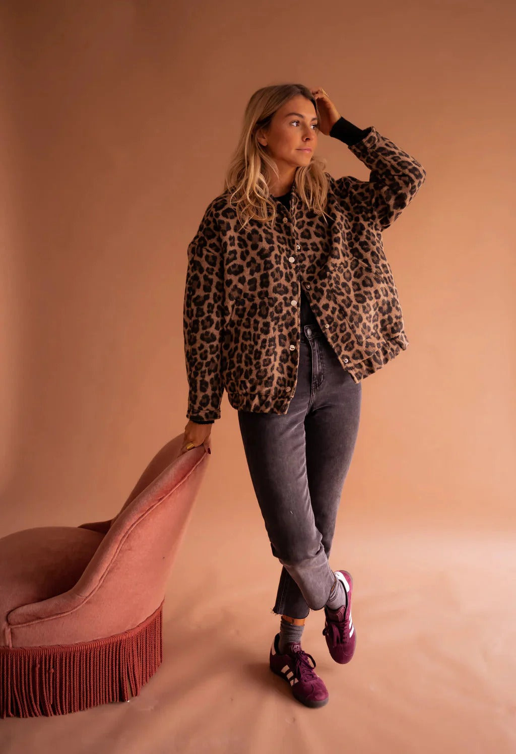 Zora Leopard-Print Wool-Blend Bomber Jacket