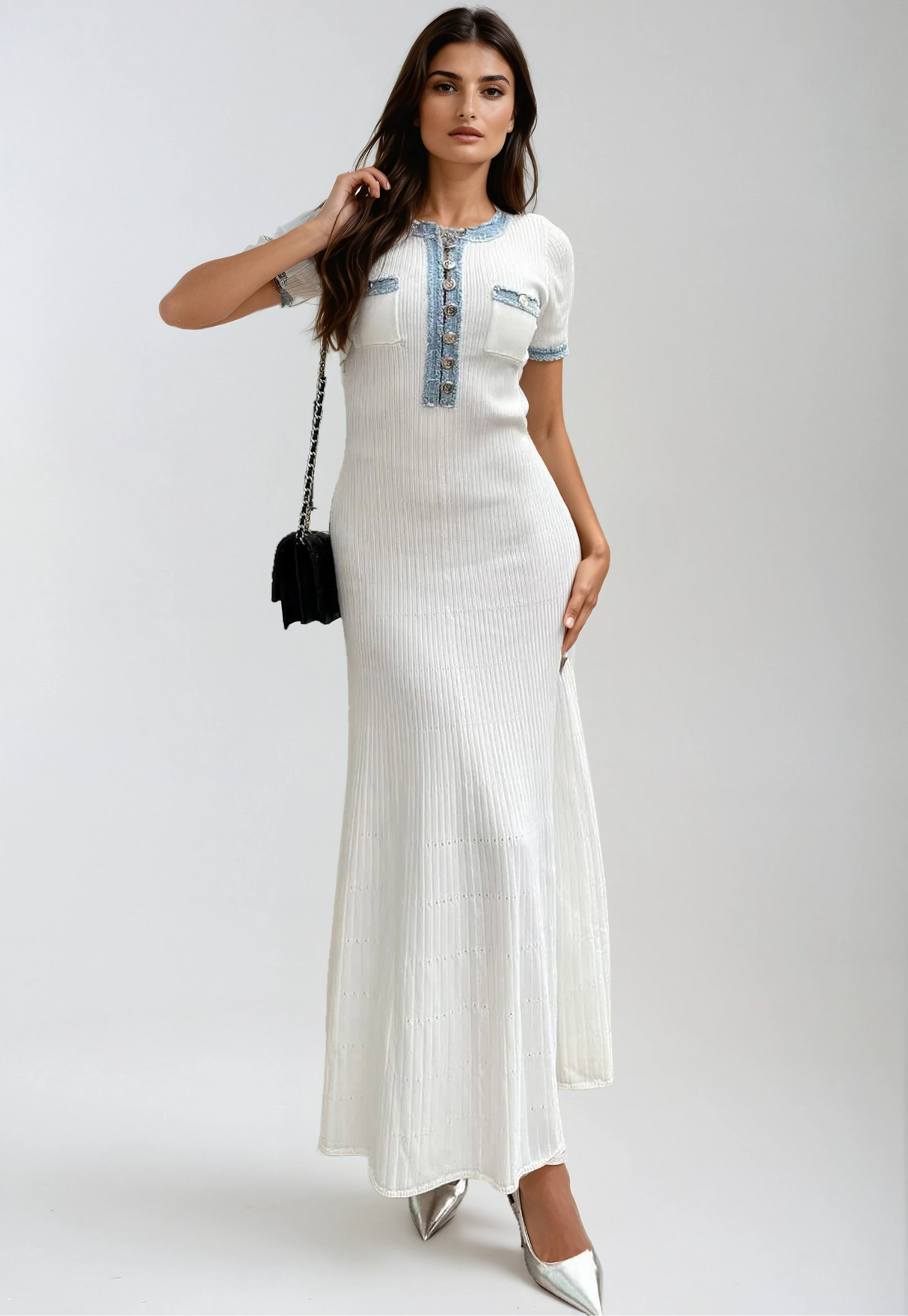 Amélie Button-Trim Maxi Dress
