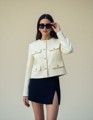 Elise Cropped Button Jacket