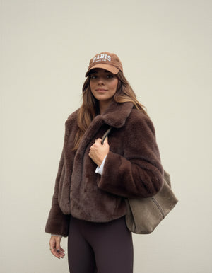 Mila Short Faux Fur Brown Jacket