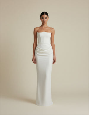 Elara Satin Draped Maxi Dress